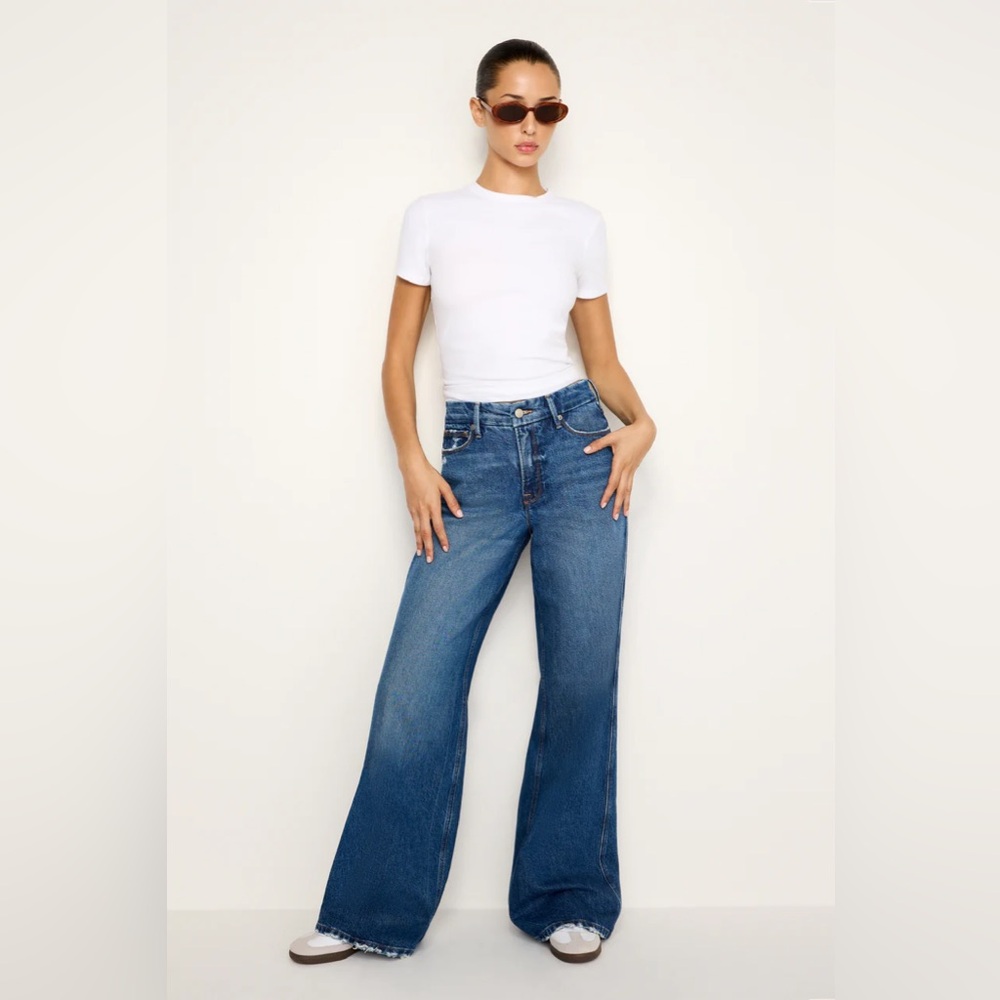 NEW Good American Good Skate Wide Leg Jeans